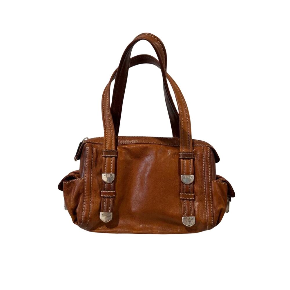 Michael Kors Medium East-West Leather Satchel Bag Caramel – Silver Hardware